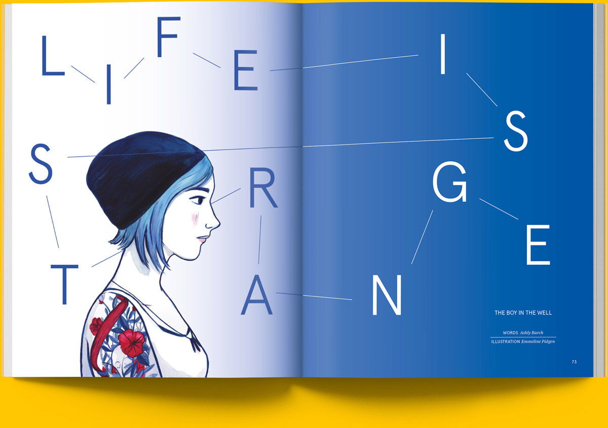 Magazine spread opening of an article on the voice acting behind the character of Chloe in Life is Strange